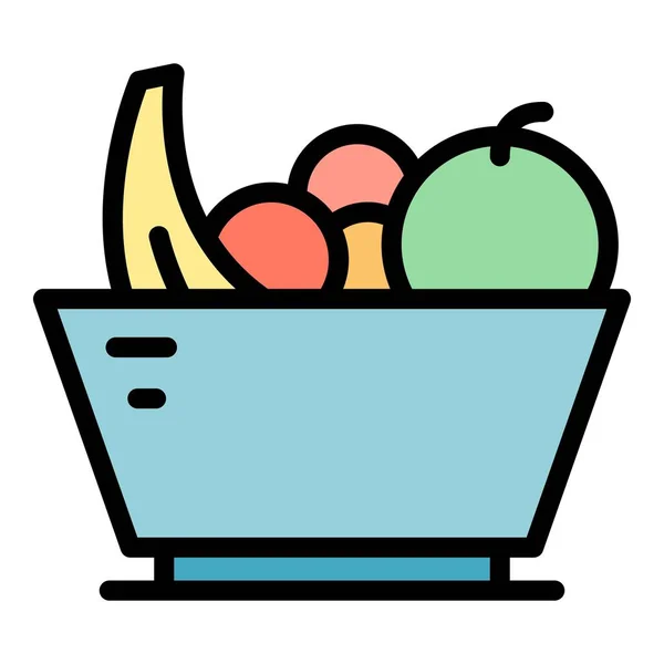 Obstsalat Symbol Farbe Umrissvektor — Stockvektor