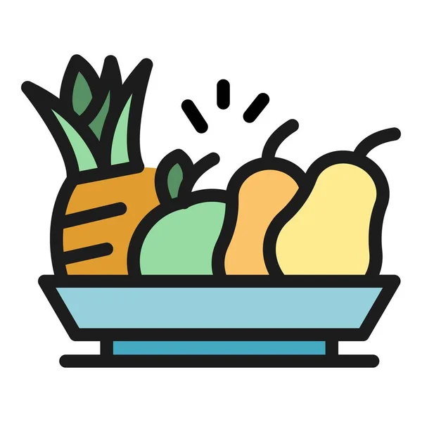 Tropikal meyve salatası renk ana hatları vektörü — Stok Vektör