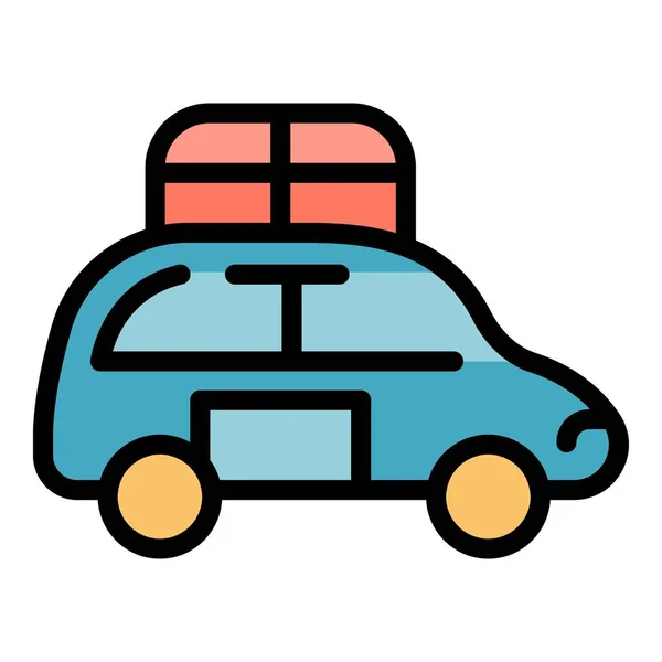 Full car střecha ikona barva obrysu vektor — Stockový vektor
