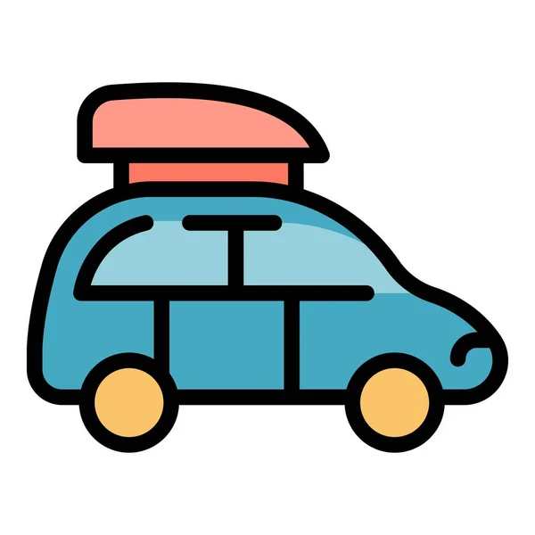 Coche lateral caja de techo icono color contorno vector — Vector de stock