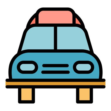 İp arabasının çatı kutusu simgesi renk ana hatları vektörü