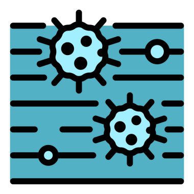 Hastalık bakteri simgesi renk ana hatları vektörü