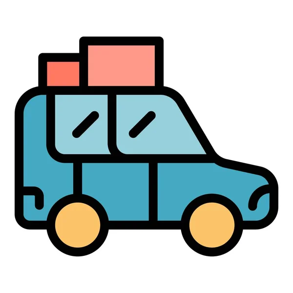 Moderno coche techo caja icono color contorno vector — Vector de stock