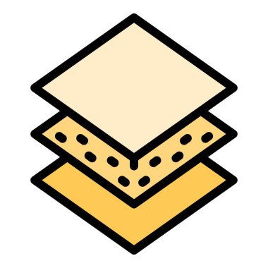 Üç katman peçete simgesi renk dış hat vektörü