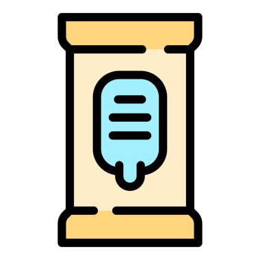 Islak paket mendil simgesi renk ana hatları vektörü