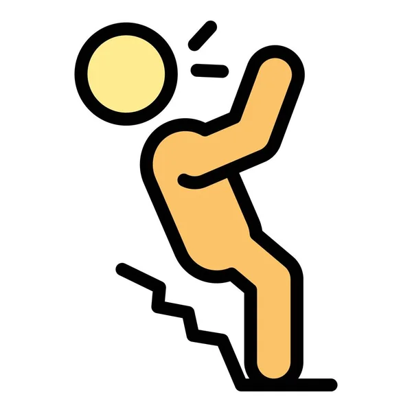 Pessoa descuidada escadas ícone cor contorno vetor — Vetor de Stock