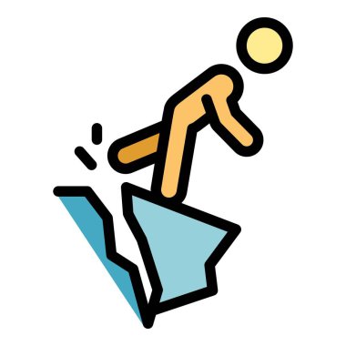 Dikkatsiz kişi dağları simge rengi ana hatları vektörü