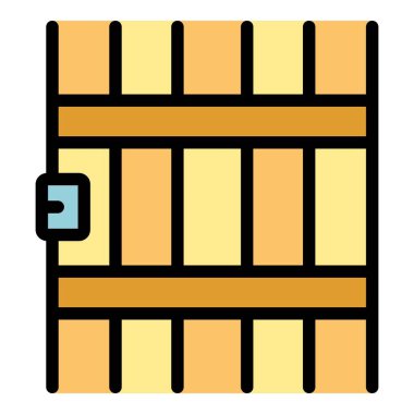 Hapishane kapısı simgesi renk ana hatları vektörü