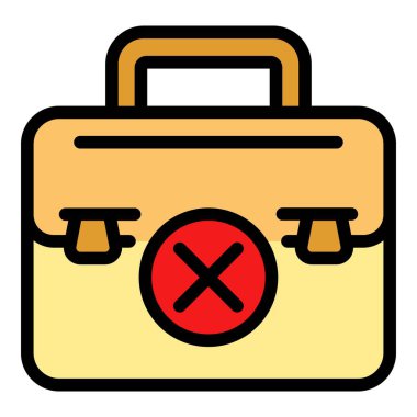 Kırık evrak çantası simgesi renk ana hatları vektörü