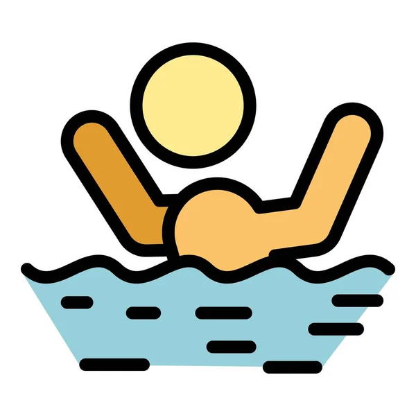Neopatrná osoba plavání ikona barva obrysu vektor — Stockový vektor