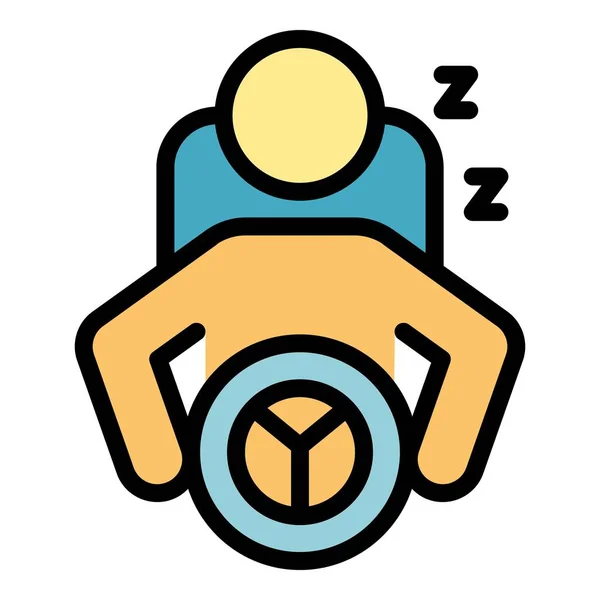 เวกเตอร์บรรทัดสีของไอคอนการนอนหลับของคนขับที่ไม่ระมัดระวัง — ภาพเวกเตอร์สต็อก