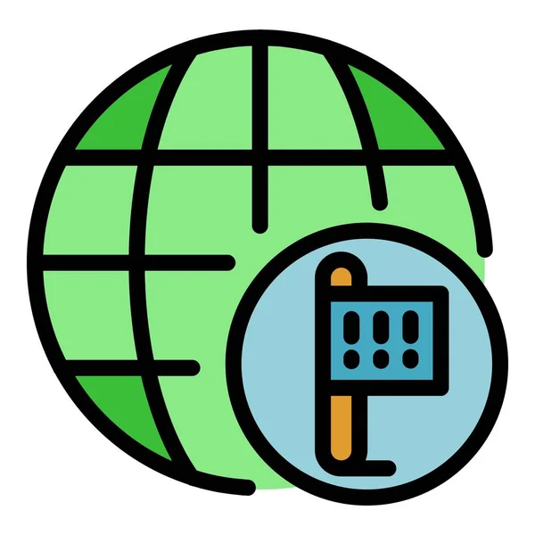 Wereldwijde locatie protest pictogram kleur schets vector — Stockvector