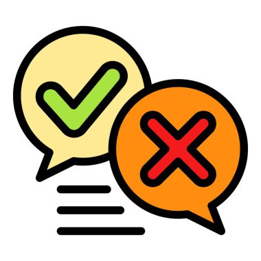 Sohbet anketi içerik simgesi renk ana hatları vektörü