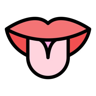 Ağız algısı simgesi renk ana hatları vektörü