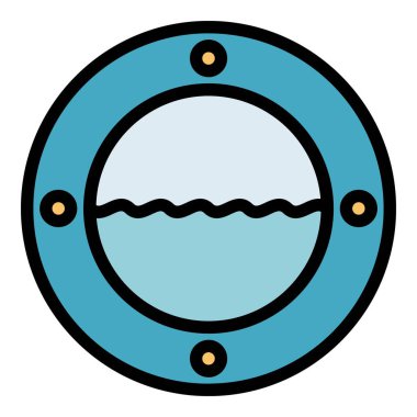 Havuz suyu ikonu renk ana hatları vektörü