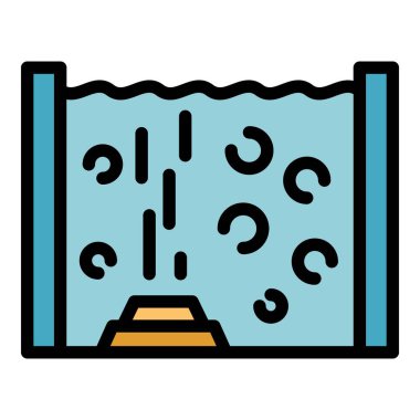 Yüzme havuzu simgesi renk ana hatları vektörü