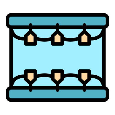 Bas davul simgesi renk ana hatları vektörü