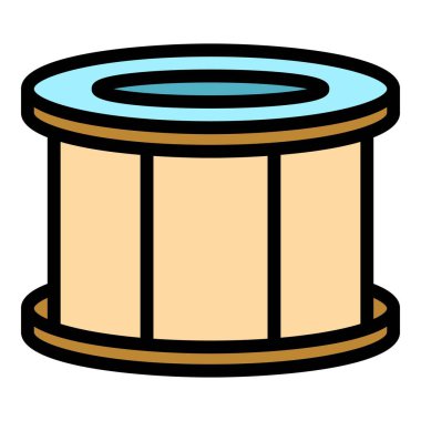 Kaya davul simgesi renk ana hatları vektörü