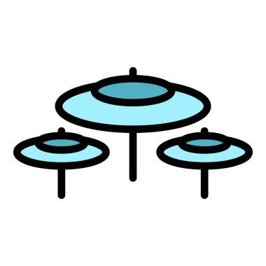 Davul takımı simgesi renk ana hatları vektörü