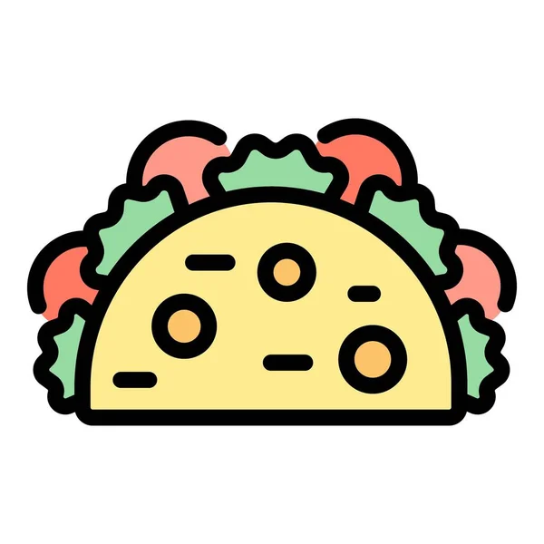 Taco oběd ikona barva obrysu vektor — Stockový vektor