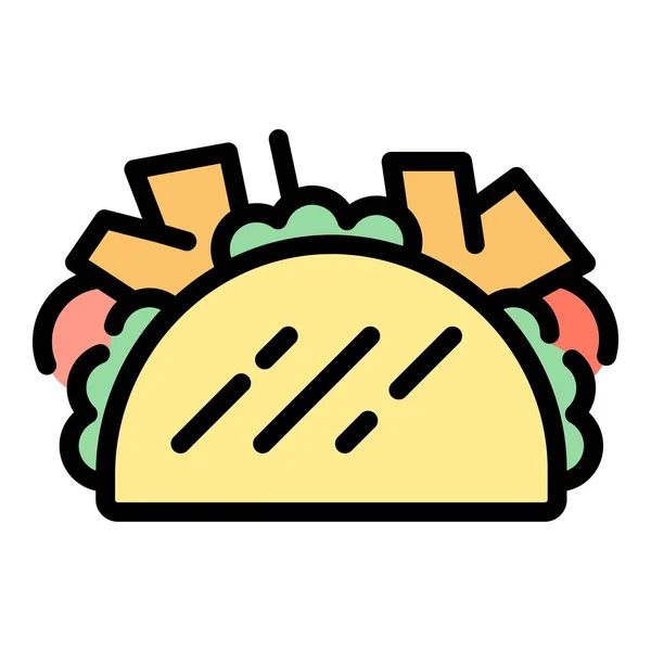 Taco sándwich icono color contorno vector — Vector de stock