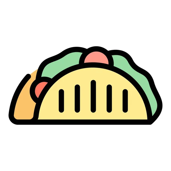 热玉米饼图标颜色轮廓矢量 — 图库矢量图片