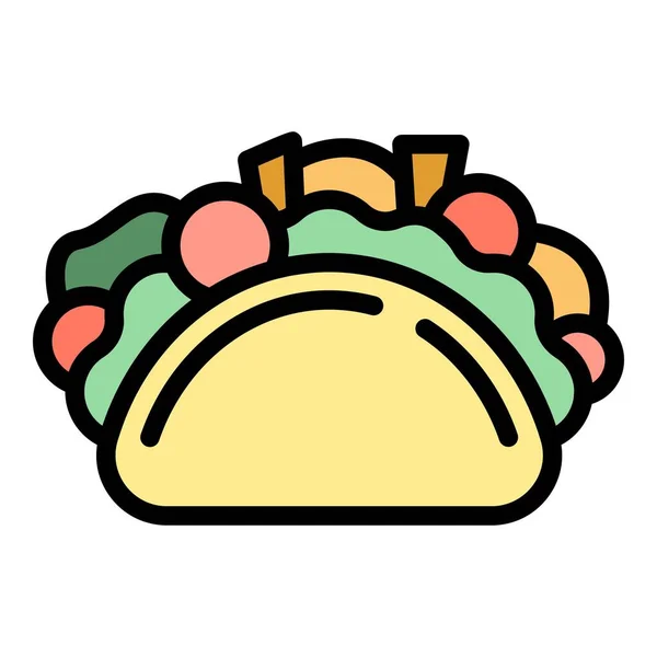 Menu taco icône couleur contour vecteur — Image vectorielle