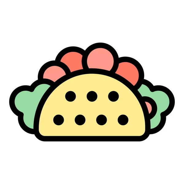 Ensalada taco icono color contorno vector — Archivo Imágenes Vectoriales