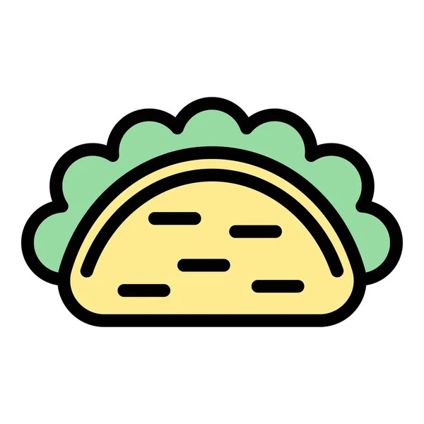 Taco burrito图标颜色轮廓矢量 — 图库矢量图片