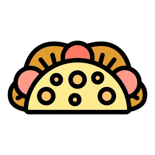 Diät Taco-Symbol Farbe Umrissvektor — Stockvektor