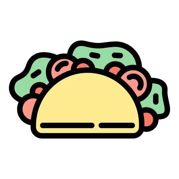 Wołowina taco ikona kolor zarys wektor — Wektor stockowy
