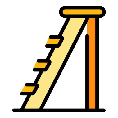 Ahşap basamak merdiven simgesi renk ana hatları vektörü