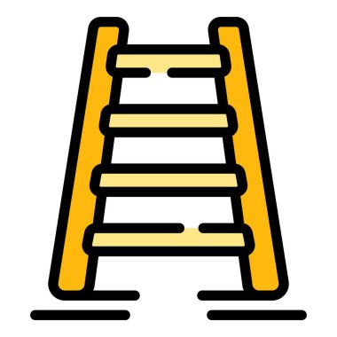 Merdiven ekipman simgesi renk ana hatları vektörü