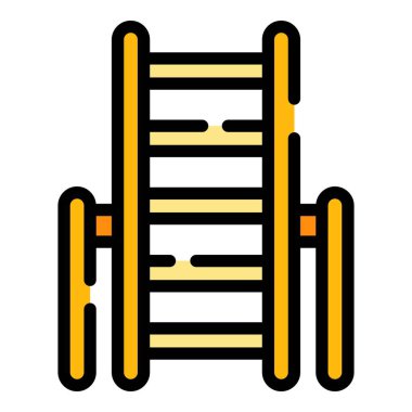 Ev merdiveni simgesi renk ana hatları vektörü