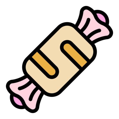 Şeker karamelli simge renk ana hatları vektörü