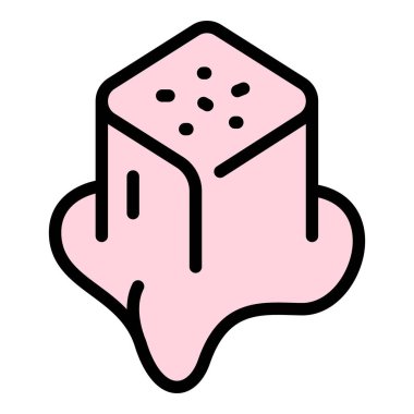 Tuzlu karamelli kurabiye simgesi renk ana hatları vektörü