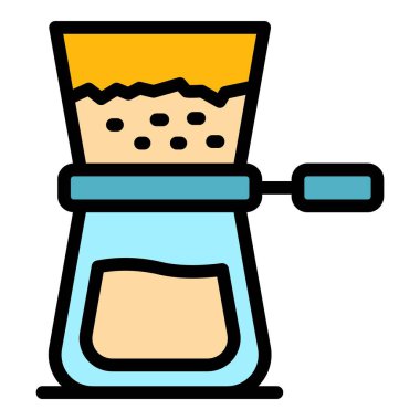 Kahve makinesi simgesi renk ana hatları vektörü