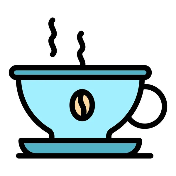 Heißer Kaffee Symbol Farbe Umrissvektor — Stockvektor