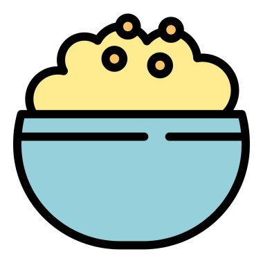 Tabak ezilmiş patates ikonu renk ana hatları vektörü