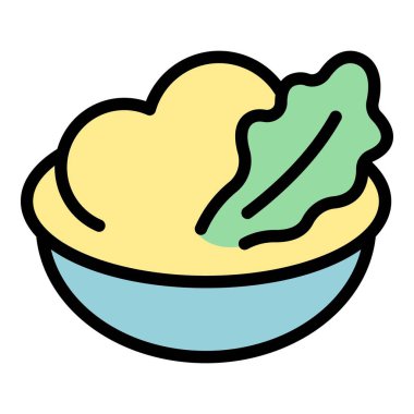 Patates püresi yemek simgesi renk ana hatları vektörü