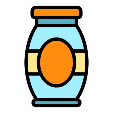 Konserve kavanoz simgesi rengi ana hatları vektörü