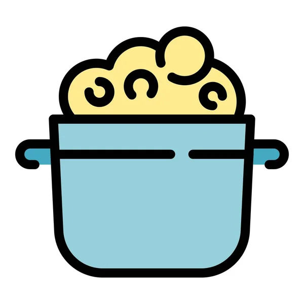 Pot purée pommes de terre icône couleur contour vecteur — Image vectorielle