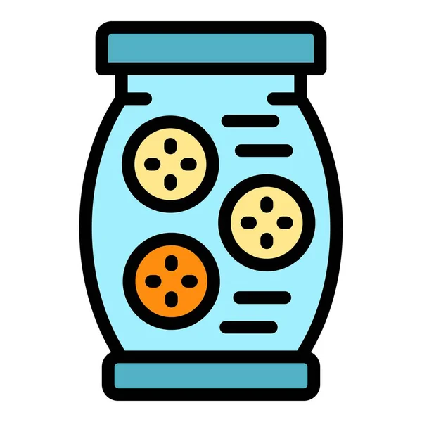 Full pickles jar icon color outline vector — Stock Vector