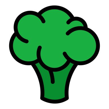 Bio brokoli simgesi renk ana hatları vektörü