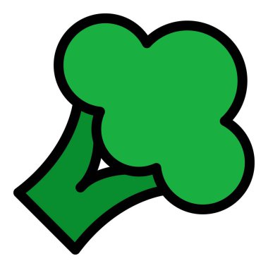 Ham brokoli simgesi renk ana hatları vektörü