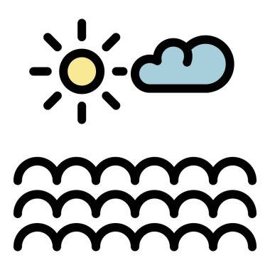 Okyanus seyir simgesi renk ana hatları vektörü