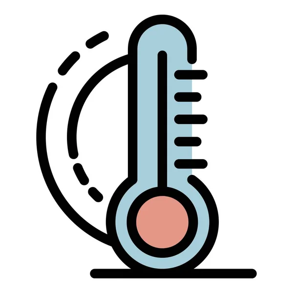 Vetor de contorno de cor de ícone de temperatura quente — Vetor de Stock