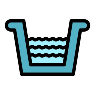 Boşaltma olukları simgesi renk ana hatları vektörü