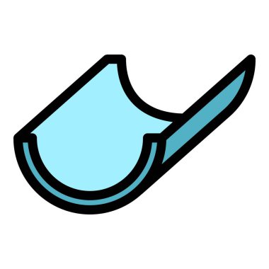 Çatı oluğu simgesi renk ana hatları vektörü