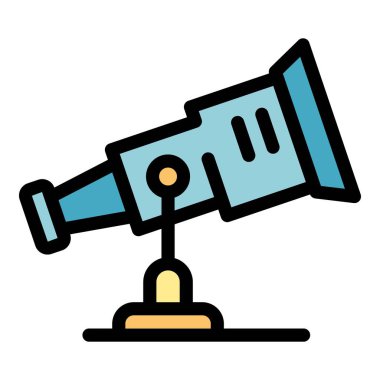 Planetaryum teleskop simgesi renk ana hatları vektörü